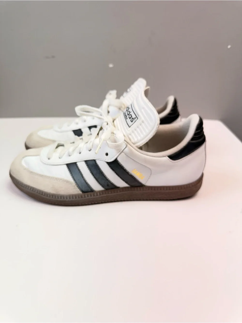 Adidas Samba OG Sneakers Size 7 White Black Gum Sole - Picture 1 of 6